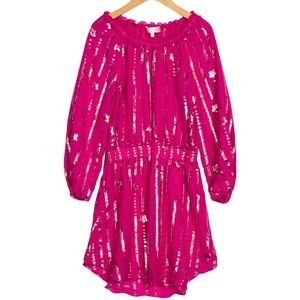 LoveShackFancy Fuchsia Metallic Lurex Pink Gold Girls Kids Dress Large 10